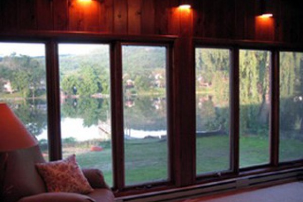 Looking out on the lake from the sun room