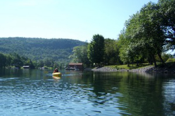 Kayaking in front of the house, looking south