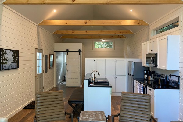 Cabin #2, full kitchen with fold out dining table