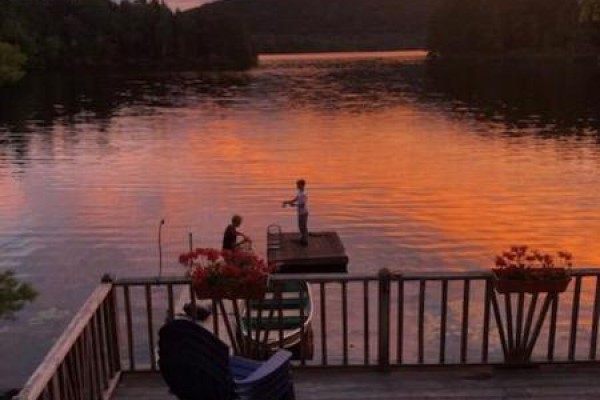 Fishing steps away from the cottage