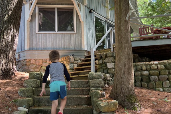 Walking up to the Gazebo from the Canoe House