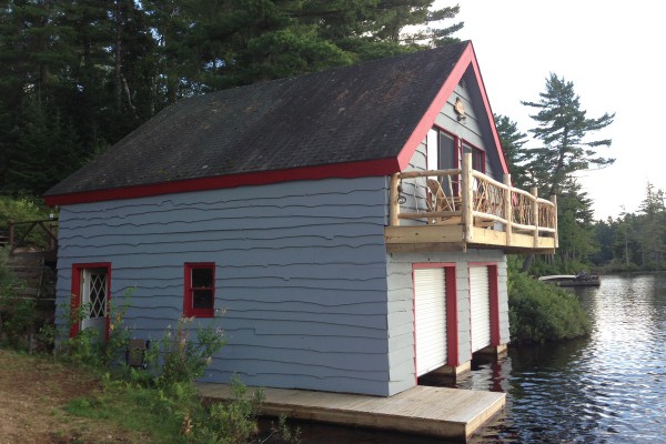 View of the waterfront and boathouse