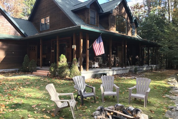 Front yard fire pit & Adirondack chairs