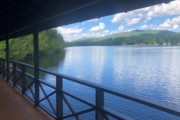 Morning coffee on covered porch view