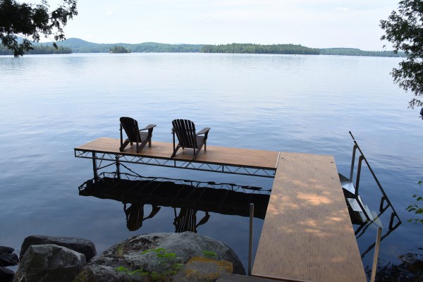 Dock directly in front of cabin looking West