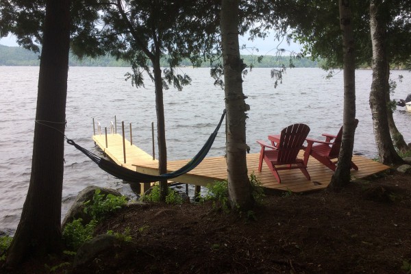 The waterfront at Camp Little Bear on Upper Saranac