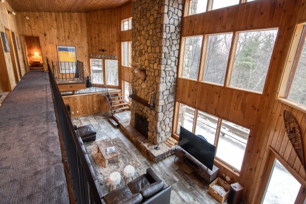 Great Room with Stone Fireplace