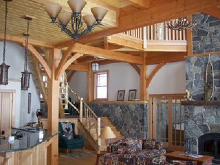 Great room, kitchen & entry way; beautiful architecture