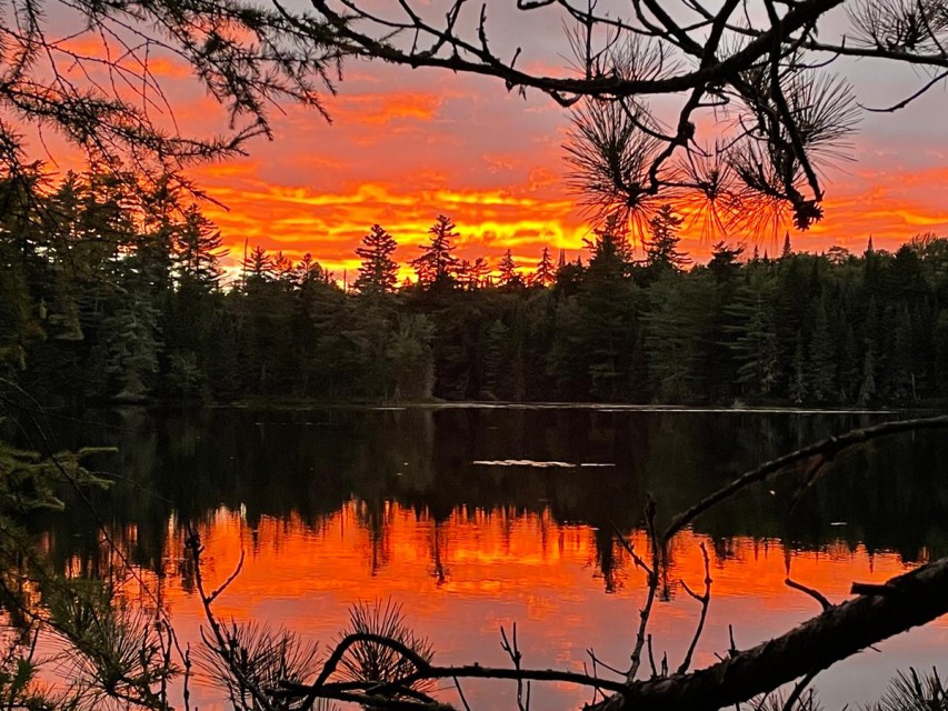 Fiery sunset on Rainbow Lake