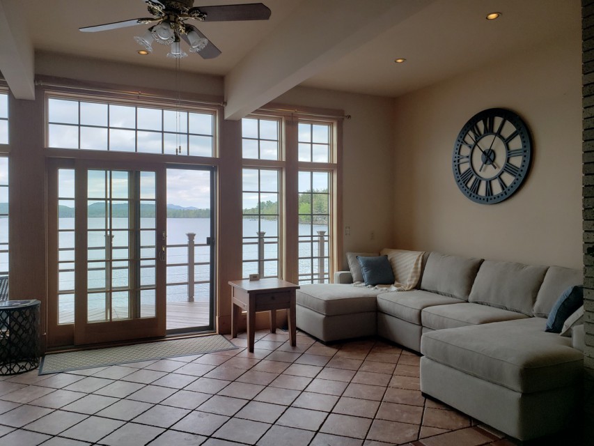 Family room area with expansive views of the lake