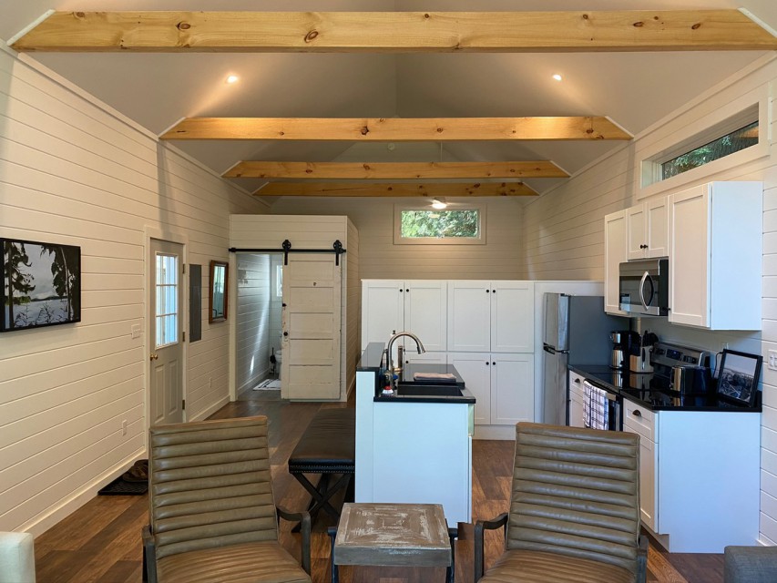 Cabin #2, full kitchen with fold out dining table