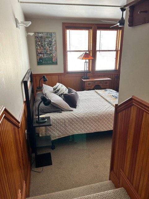 queen bedroom with fireplace