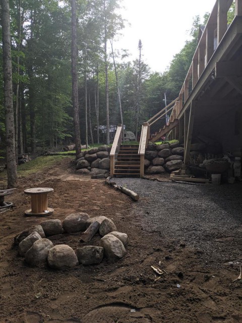 Driveway entrance and fire pit