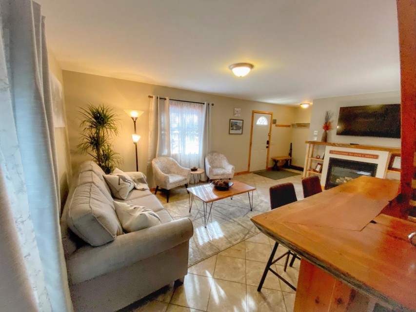 Living room with queen sofa bed memory foam mattress 