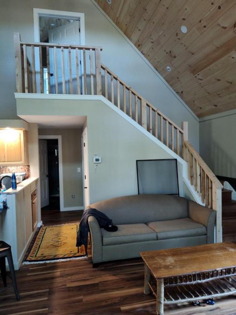 Beautiful cathedral knotty pine ceilings
