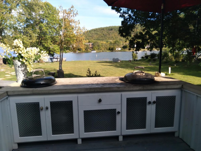 Outdoor kitchen with 2 charcoal grills