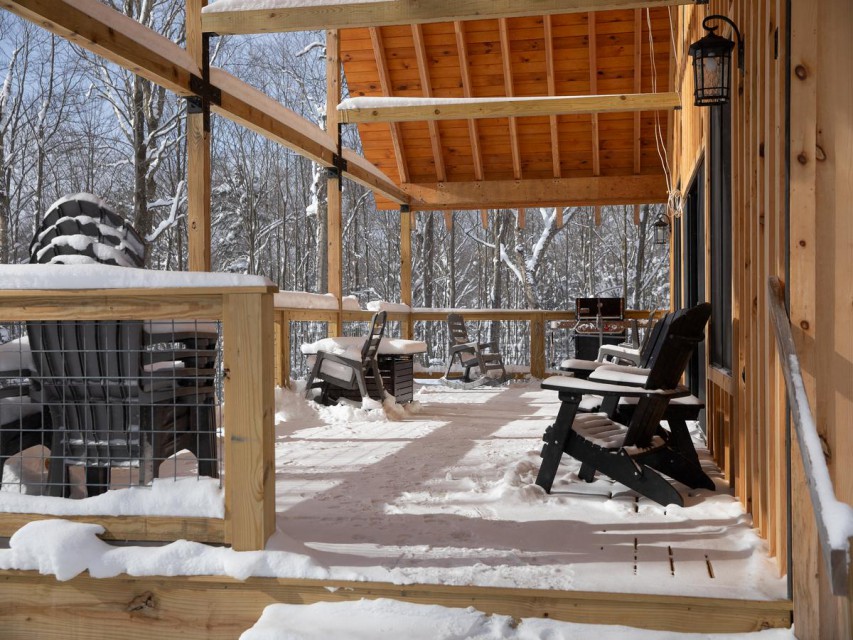 Covered Front Porch with grill and seating area