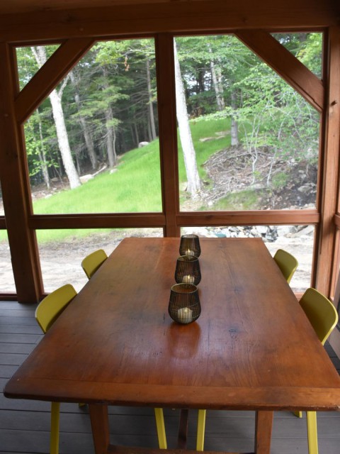 Screened porch dining