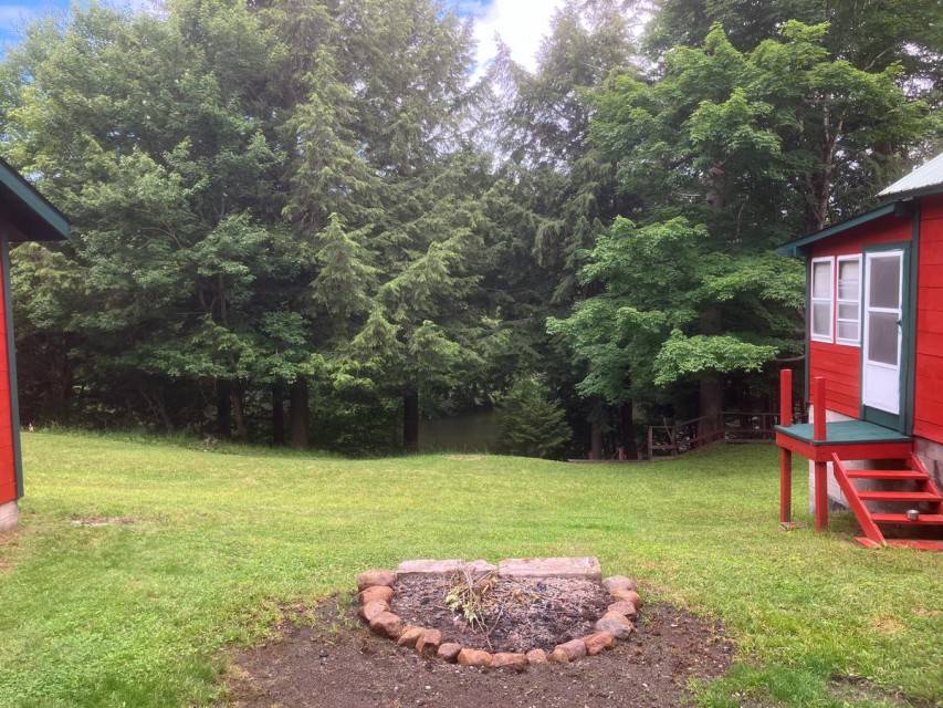 Fire pit over looking the Moose River