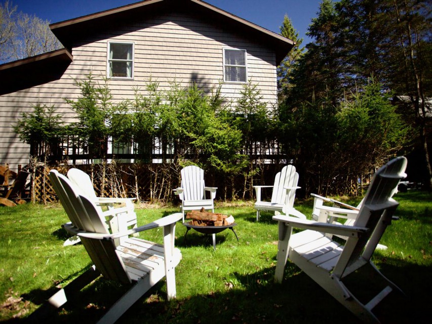 Fire pit area at rear of house