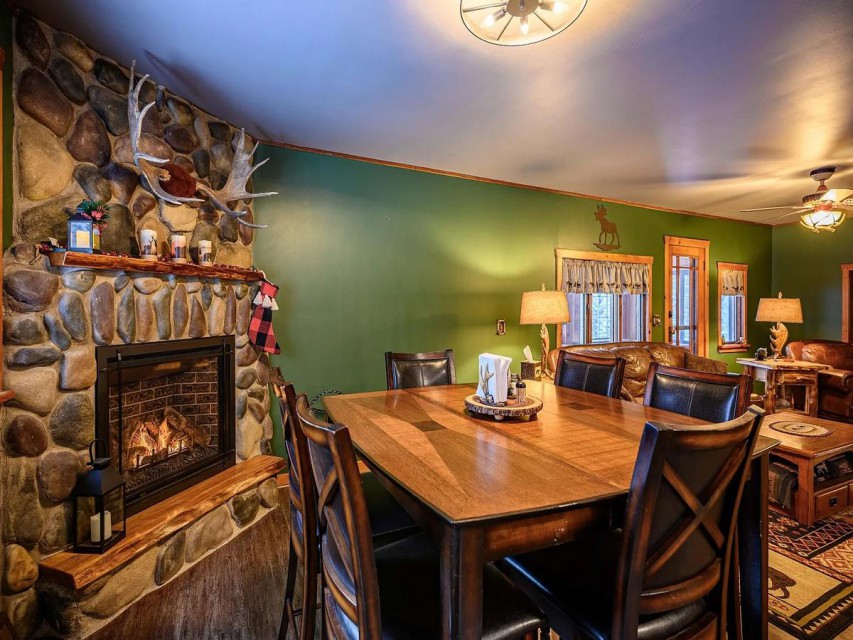 Dining room and gas fire place