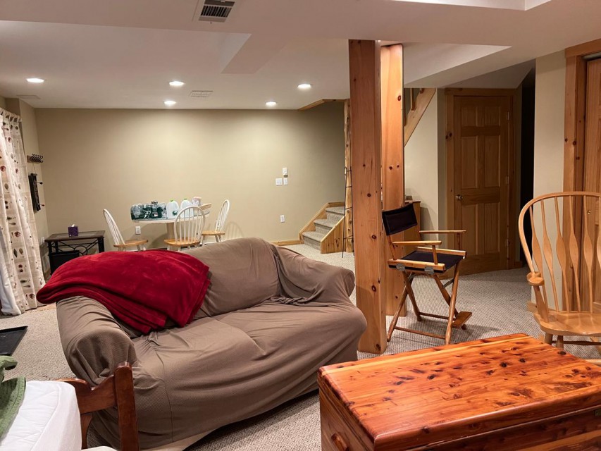Walkout basement living area and puzzle table