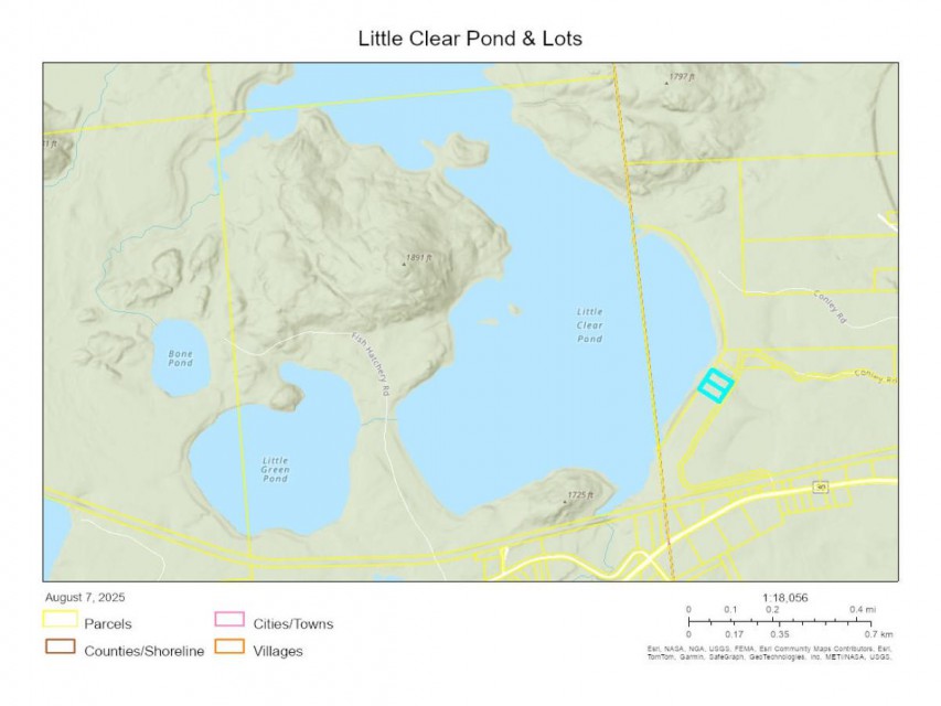 Map showing location of lots by Little Clear