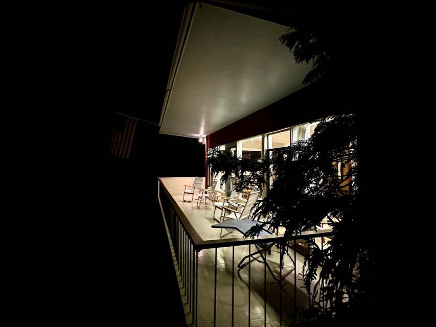 night view of porch