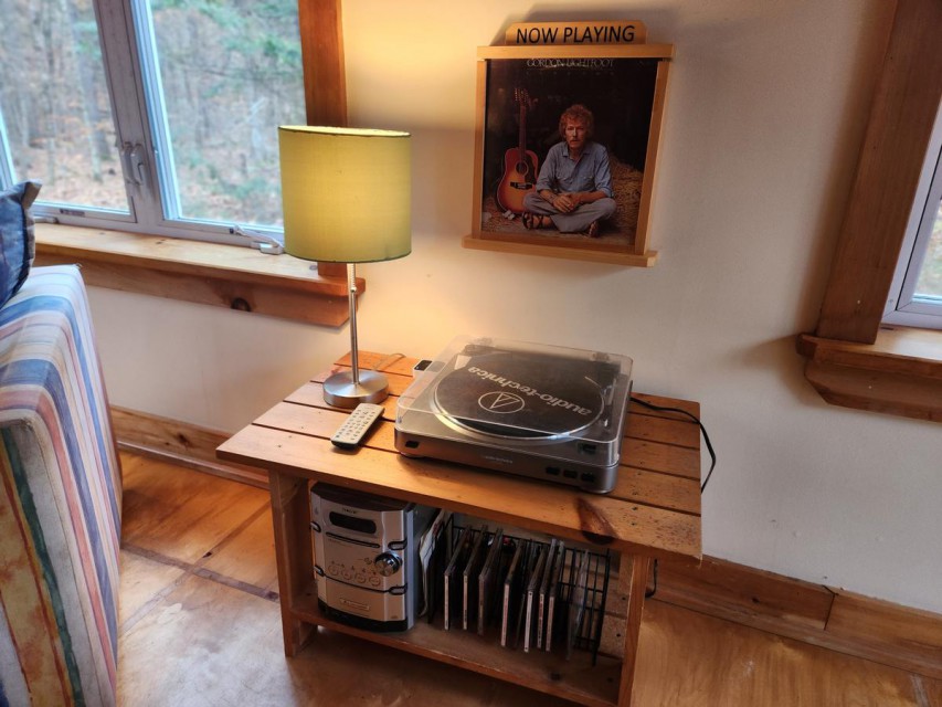 Record player with a great collection, sounds amazing!