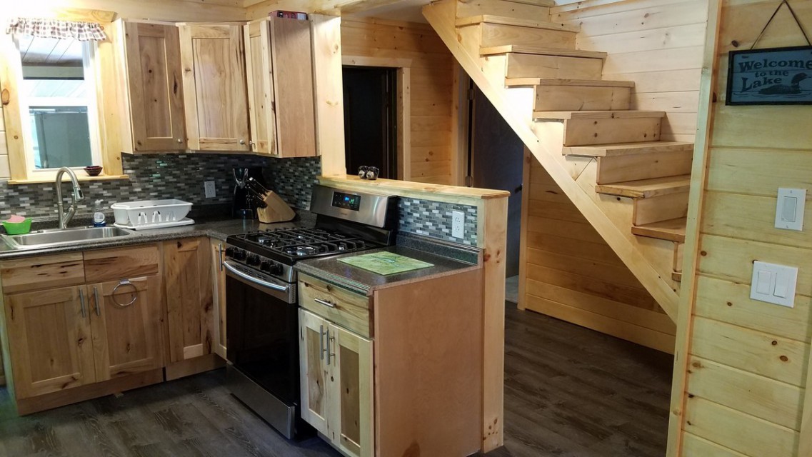 Kitchen, Bathroom door and downstairs bedroom door