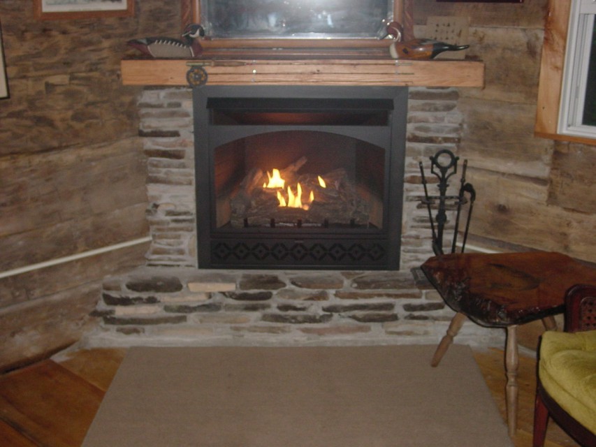 Remote propane fireplace.