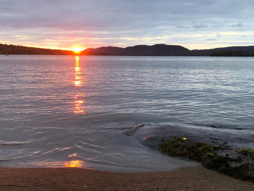 Sunset From Our Shoreline With Sandy Beach