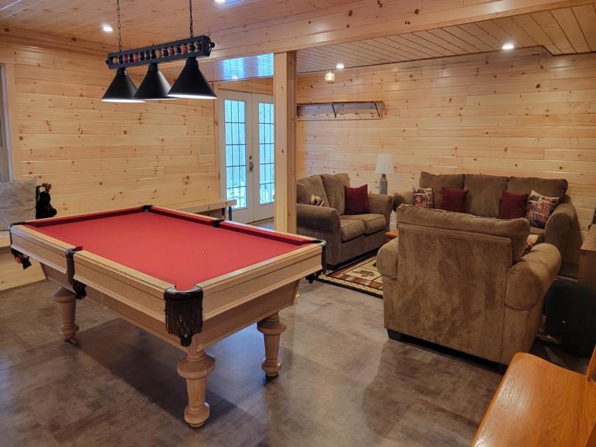 Finished basement with pool table