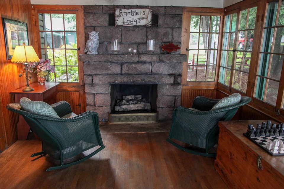 ain House Sun Room Fireplace. 