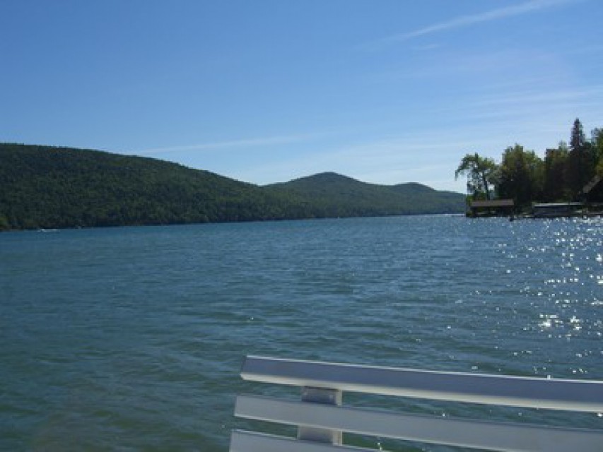 View south from our 50' dock with deck/seating area
