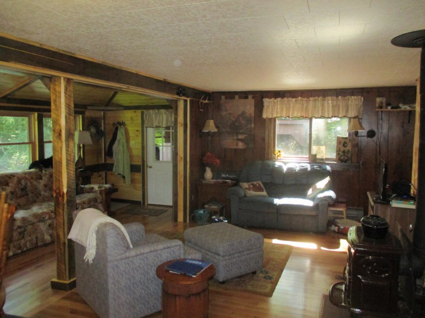 Living room with wood stove