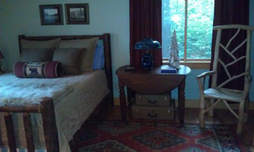 Master bedroom with log bed
