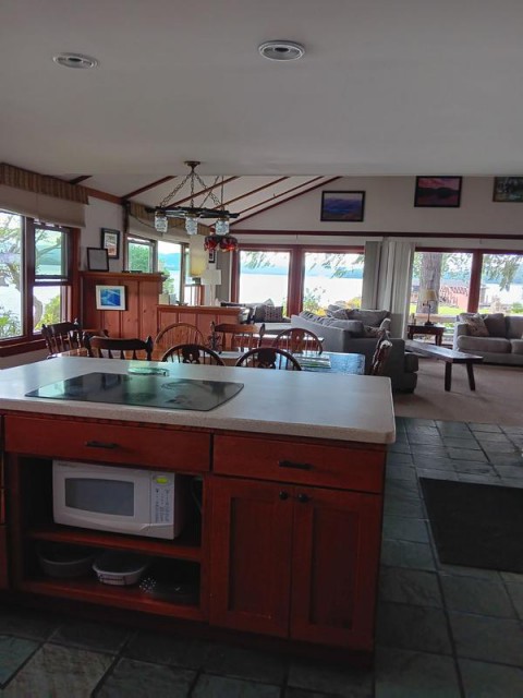 Kitchen island dining and living rooms.