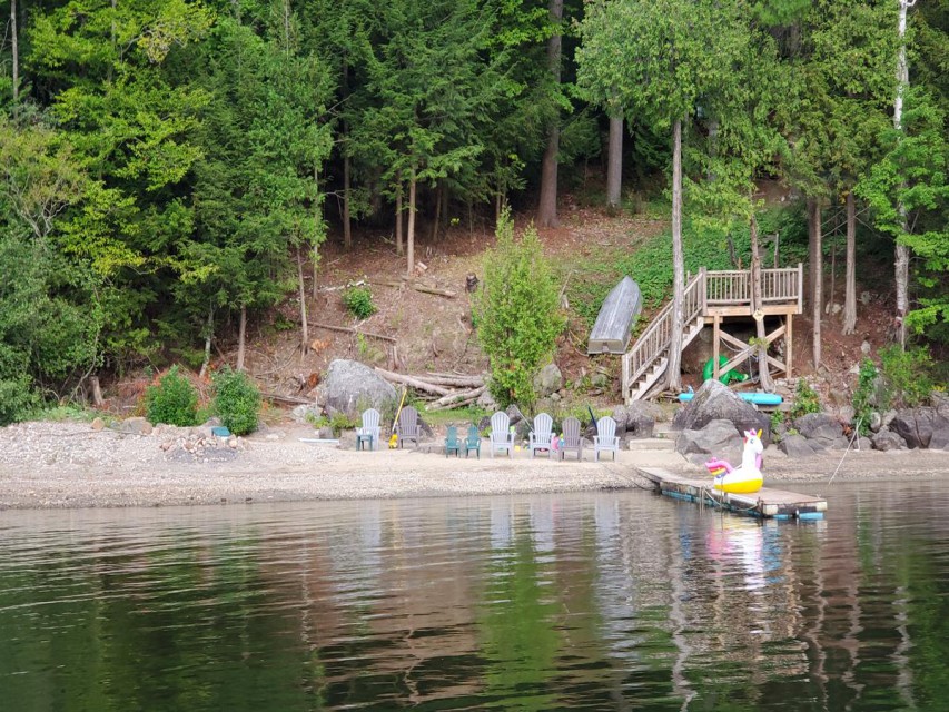 View of the private beach with natural fire pit