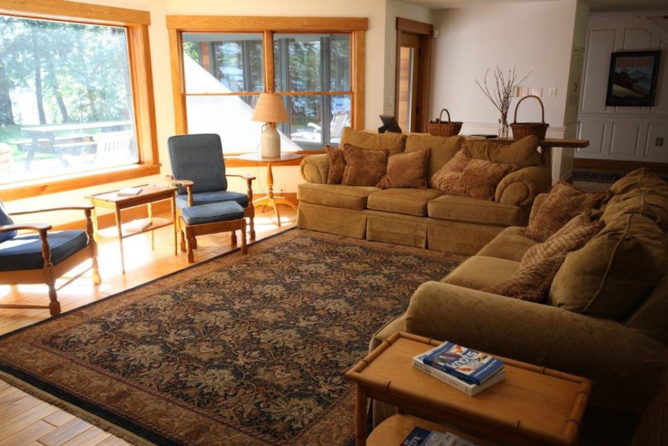Living room with beautiful views of lake