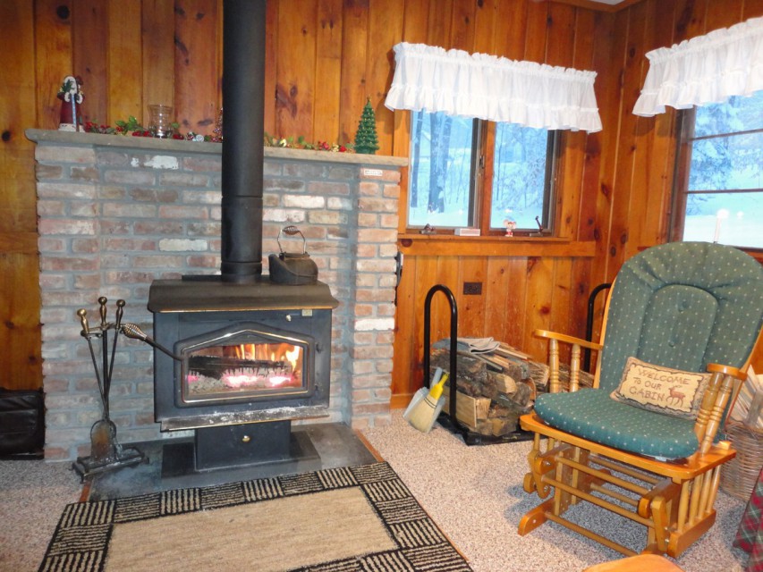 Wood stove with glass doors