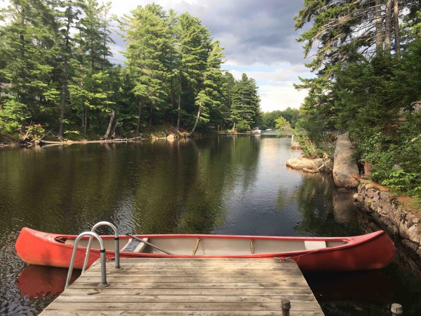 The dock and a very sturdy canoe