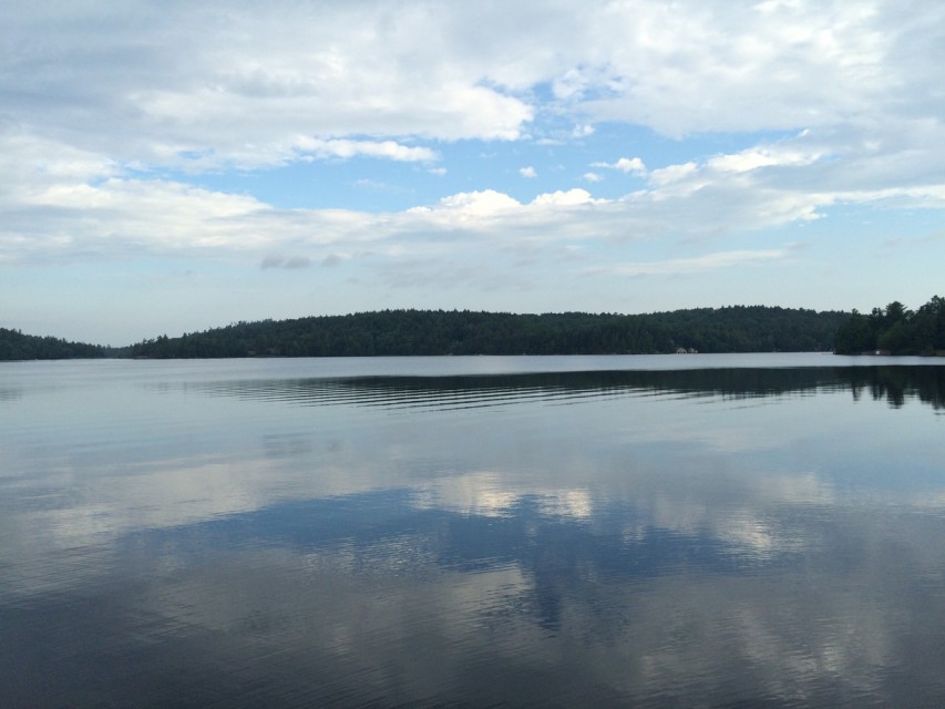 Morning view of the lake from boathouse