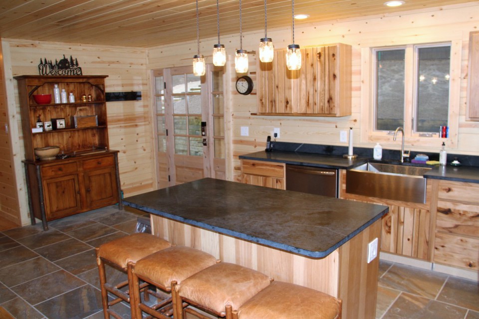 Kitchen island seating area and counter