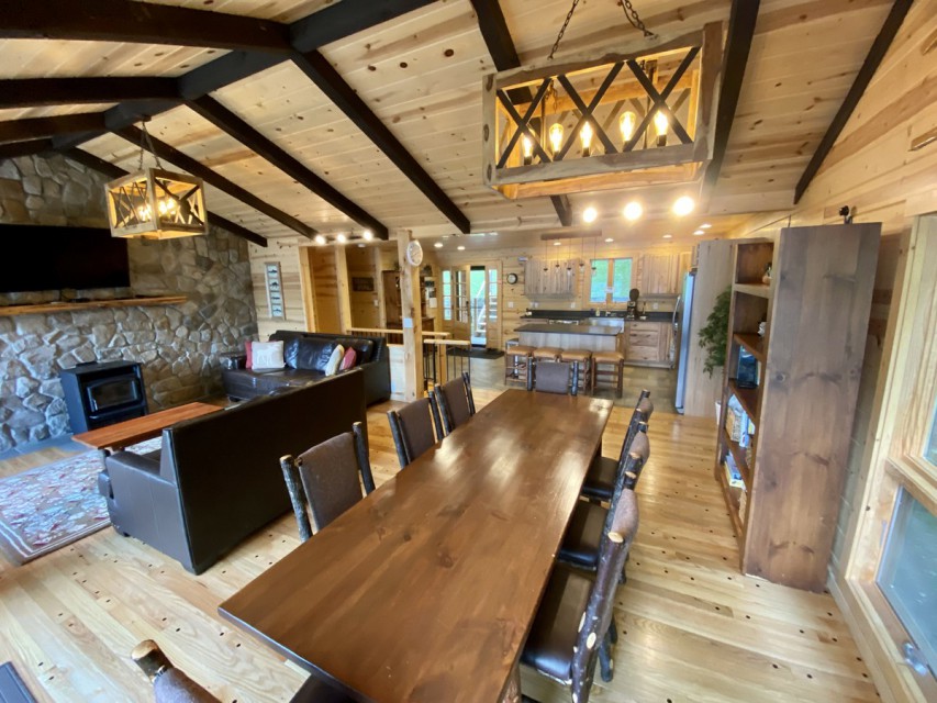 View of upper floor from lake side sliding doors