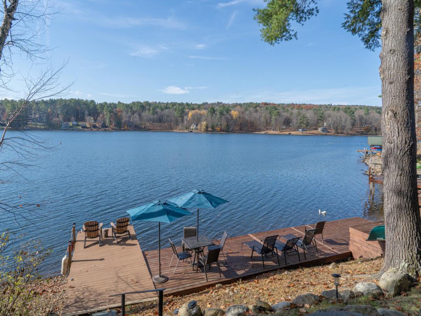 Swim and fish off the large dock with seating