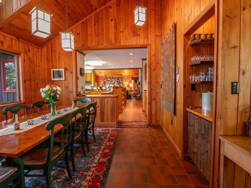 Dining room, bar and kitchen