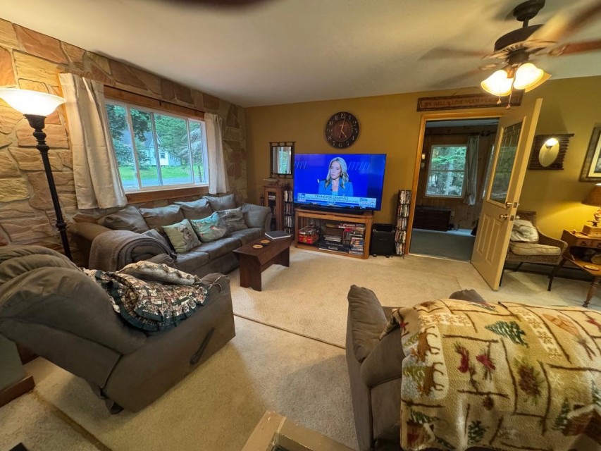 Main house living room with queen pullout sofa bed