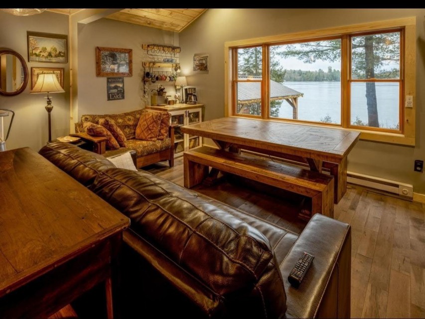 View of Lake & coffee bar in Living room 