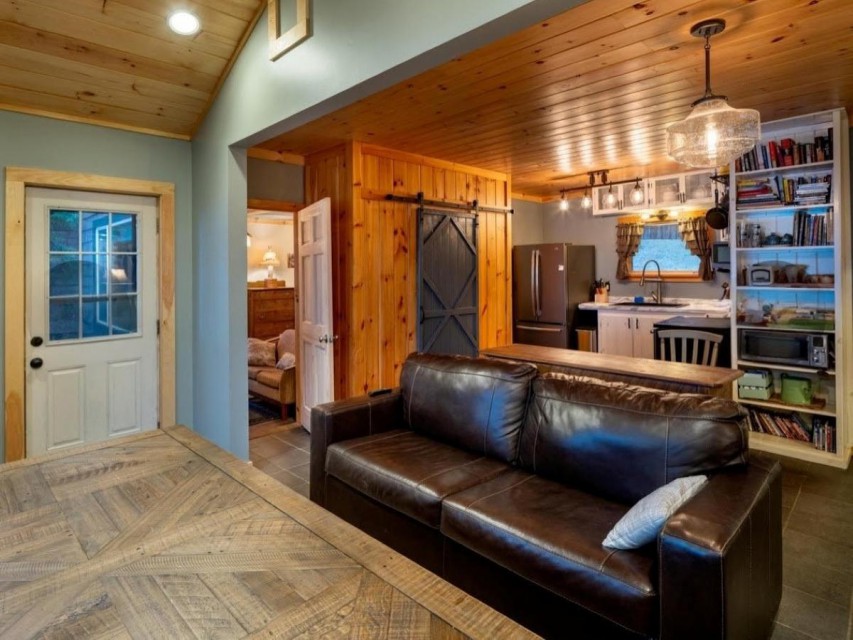 View of Living Room/Kitchen entry to Master